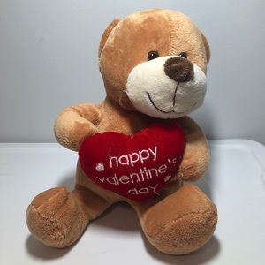 Dan Dee Valentine’s Day Brown Bear, Red Heart, Plush, Stuffed Animal 12’
